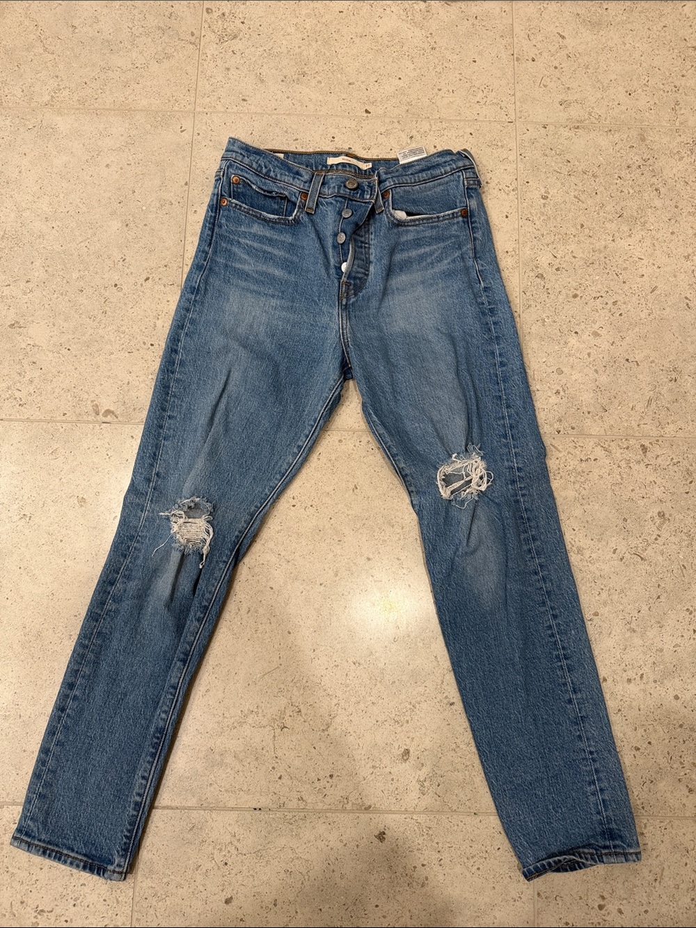 Levi's Slim Straight Distressed Blue Jeans